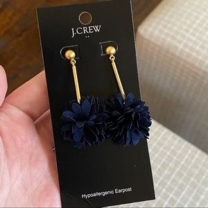 NEW J.Crew Navy Blue Flower Puff Earrings